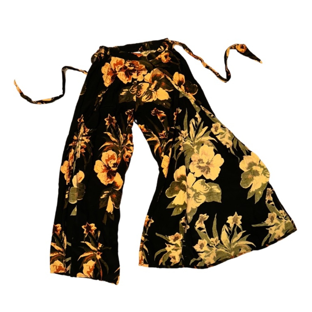 Faithfull The Brand Vibrant Yellow Flower Print Flowy Pants - Size S - Picture 3 of 4